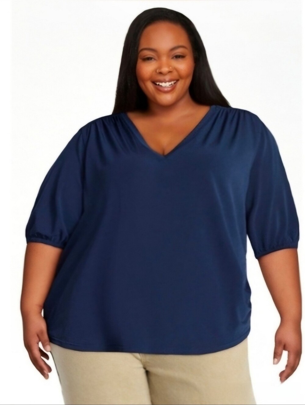 Terra & Sky Elbow Sleeve V-neck Tee Neck Size 4X NWT